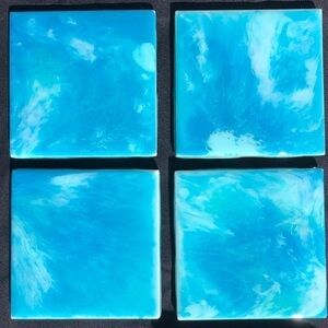 𝅺HANDMADE 4” tile and resin coasters with felt protectors - Set of 4